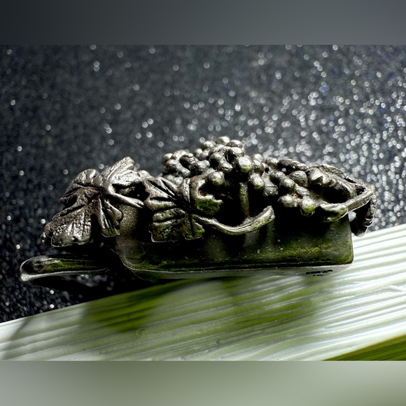 Vintage Art Nouveau Style Bacchus Green Man Buckle Stone Eyes 18k / Ster Stamp - Picture 12 of 14